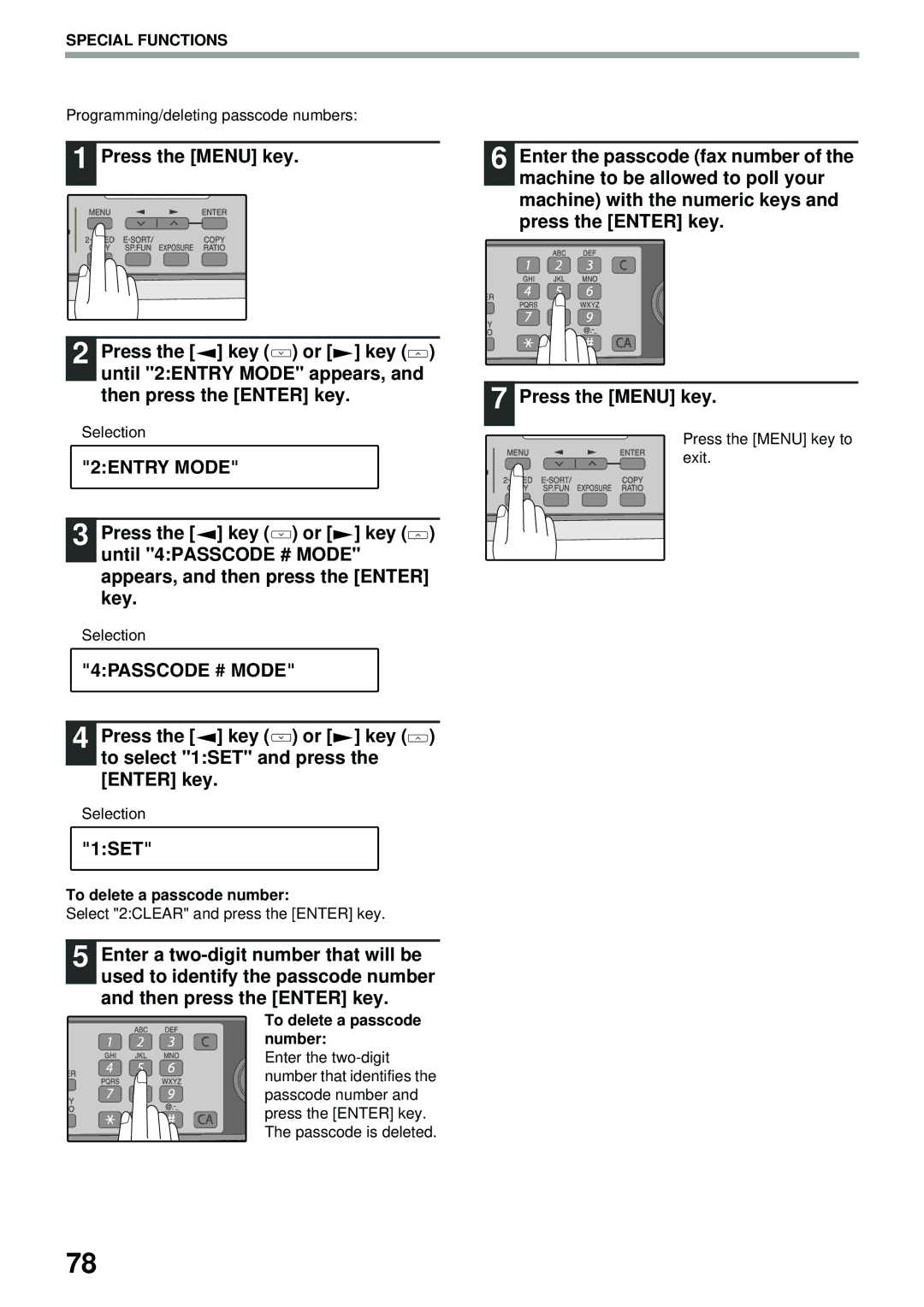 Toshiba GD-1300 manual 4PASSCODE # Mode, Press the key or key to select 1SET and press the Enter key 