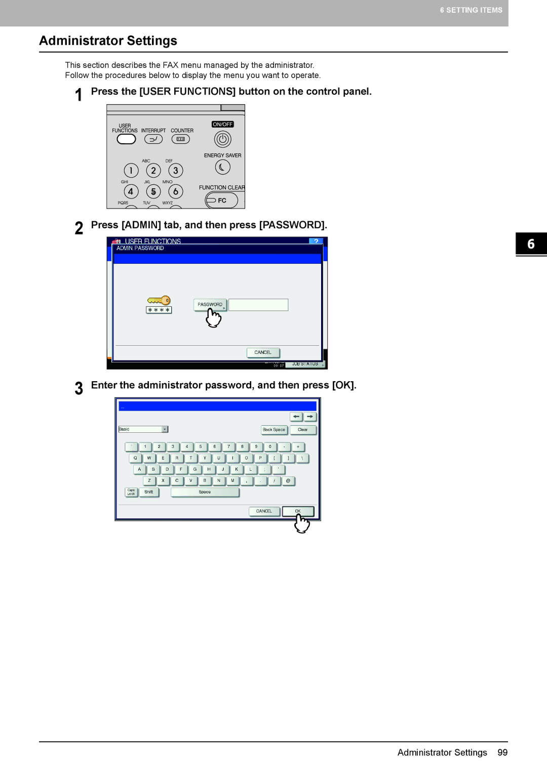 Toshiba GD-1320 manual Administrator Settings 