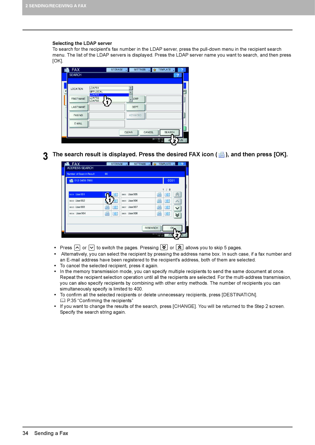 Toshiba GD-1320 manual Selecting the Ldap server 