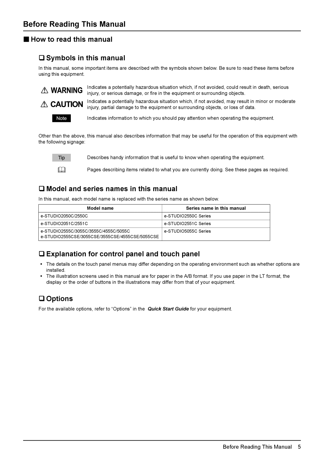 Toshiba GD-1320 Before Reading This Manual,  How to read this manual  Symbols in this manual,  Options 