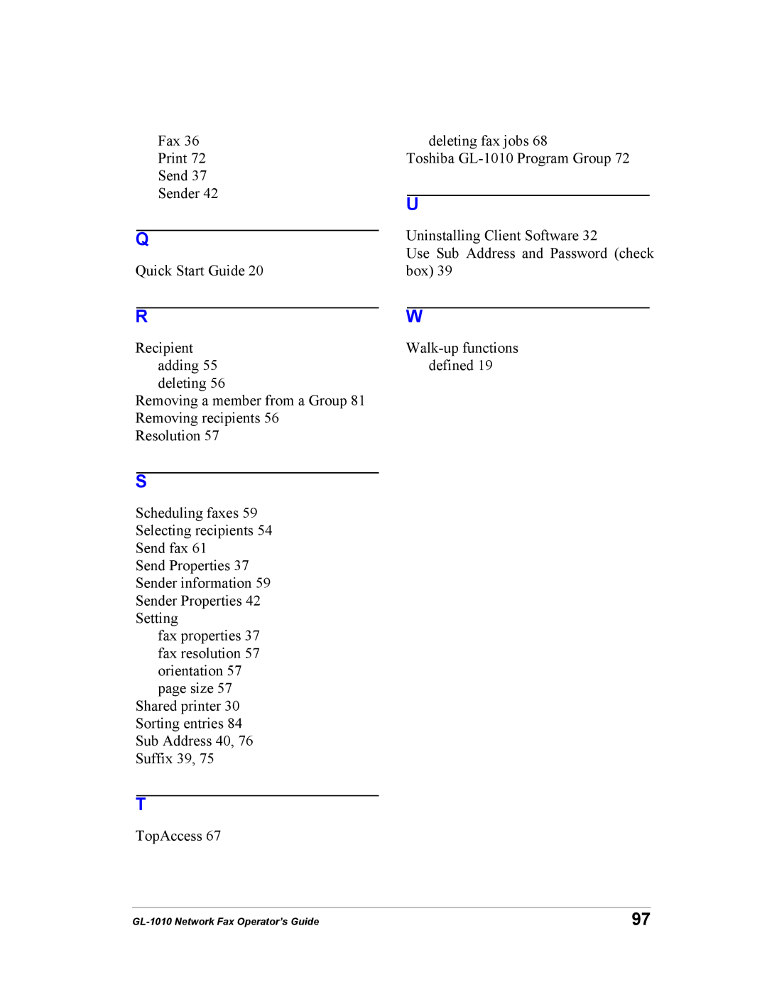 Toshiba manual GL-1010 Network Fax Operator’s Guide 