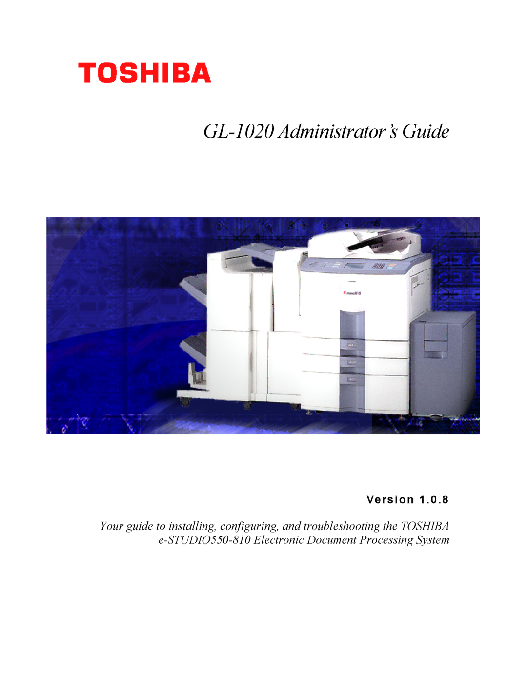 Toshiba manual GL-1020 Administrator’s Guide 