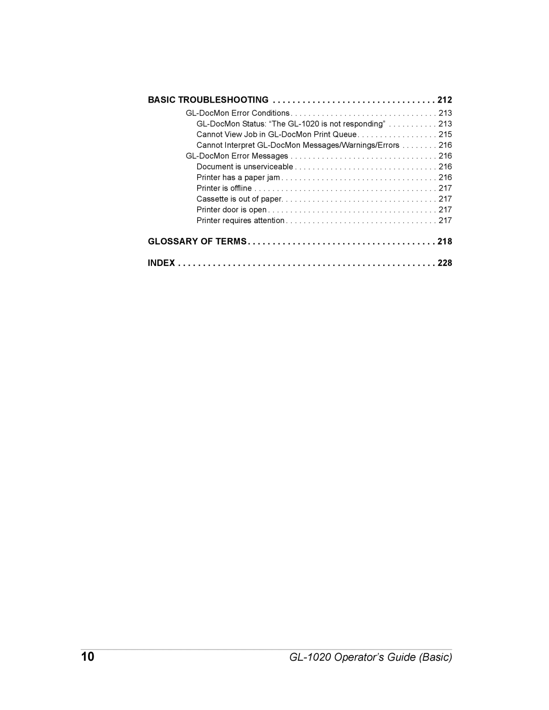 Toshiba GL-1020 manual Basic Troubleshooting 