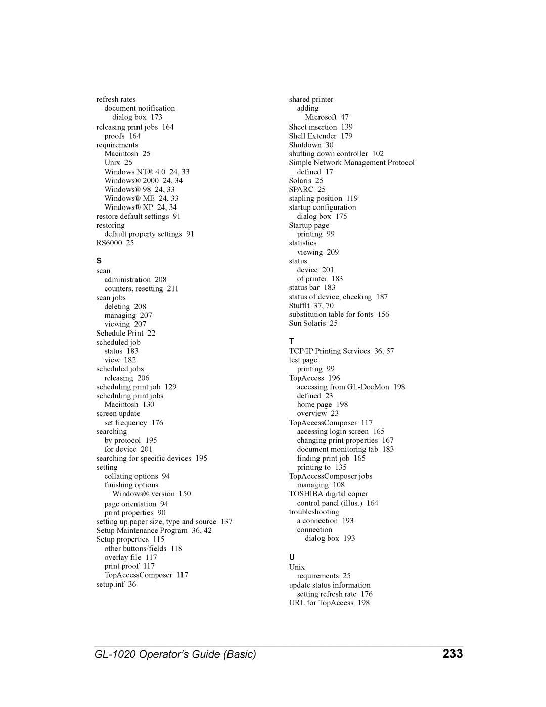 Toshiba GL-1020 manual 233, Scan 