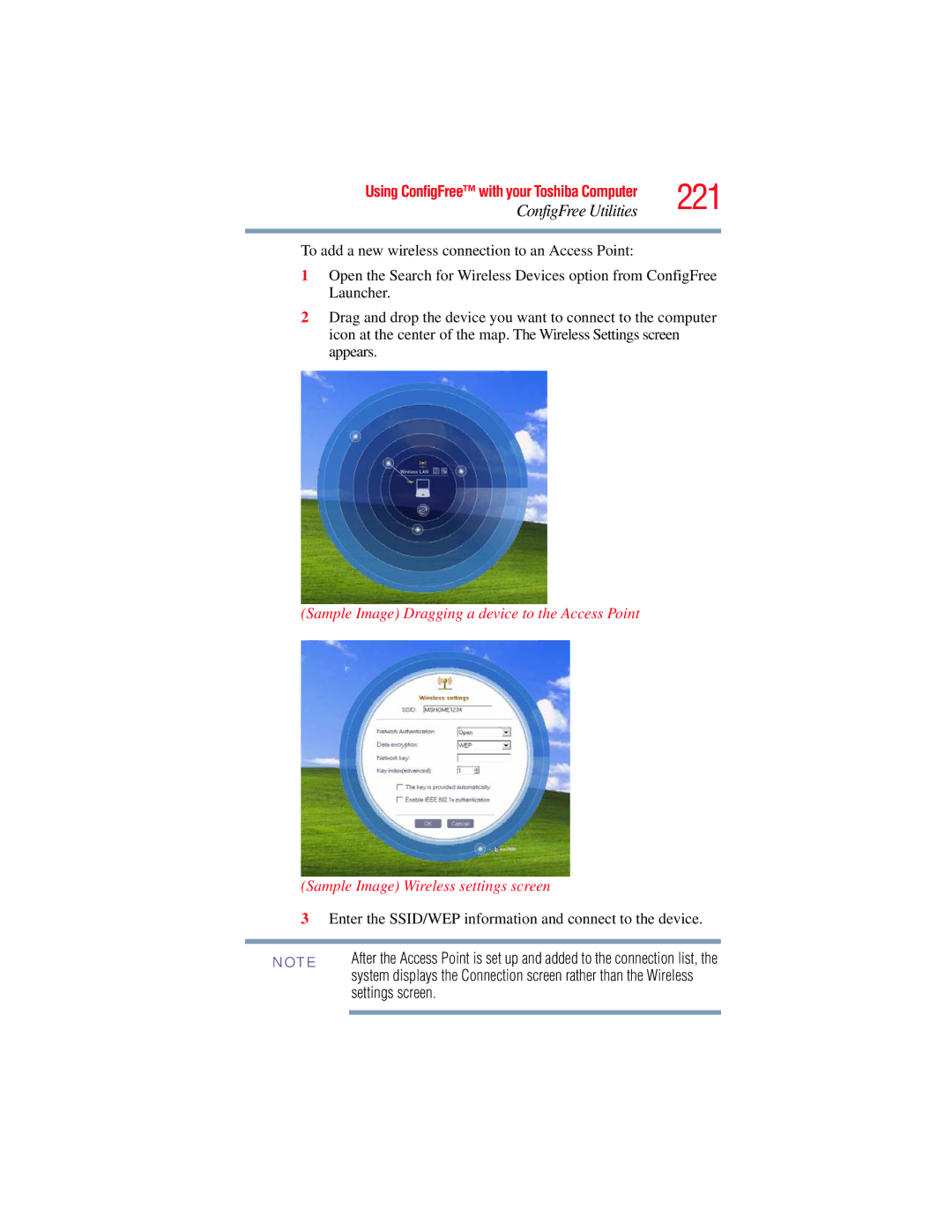 Toshiba GMAD00134010 manual 221, Settings screen 