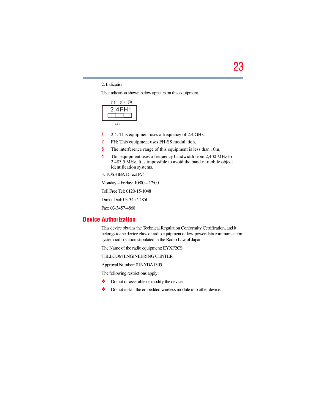 Toshiba GMAD00134010 manual Device Authorization, 4FH1 