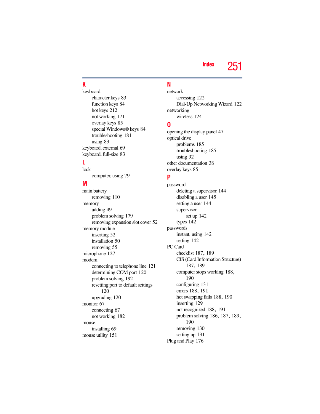 Toshiba GMAD00134010 manual Index 