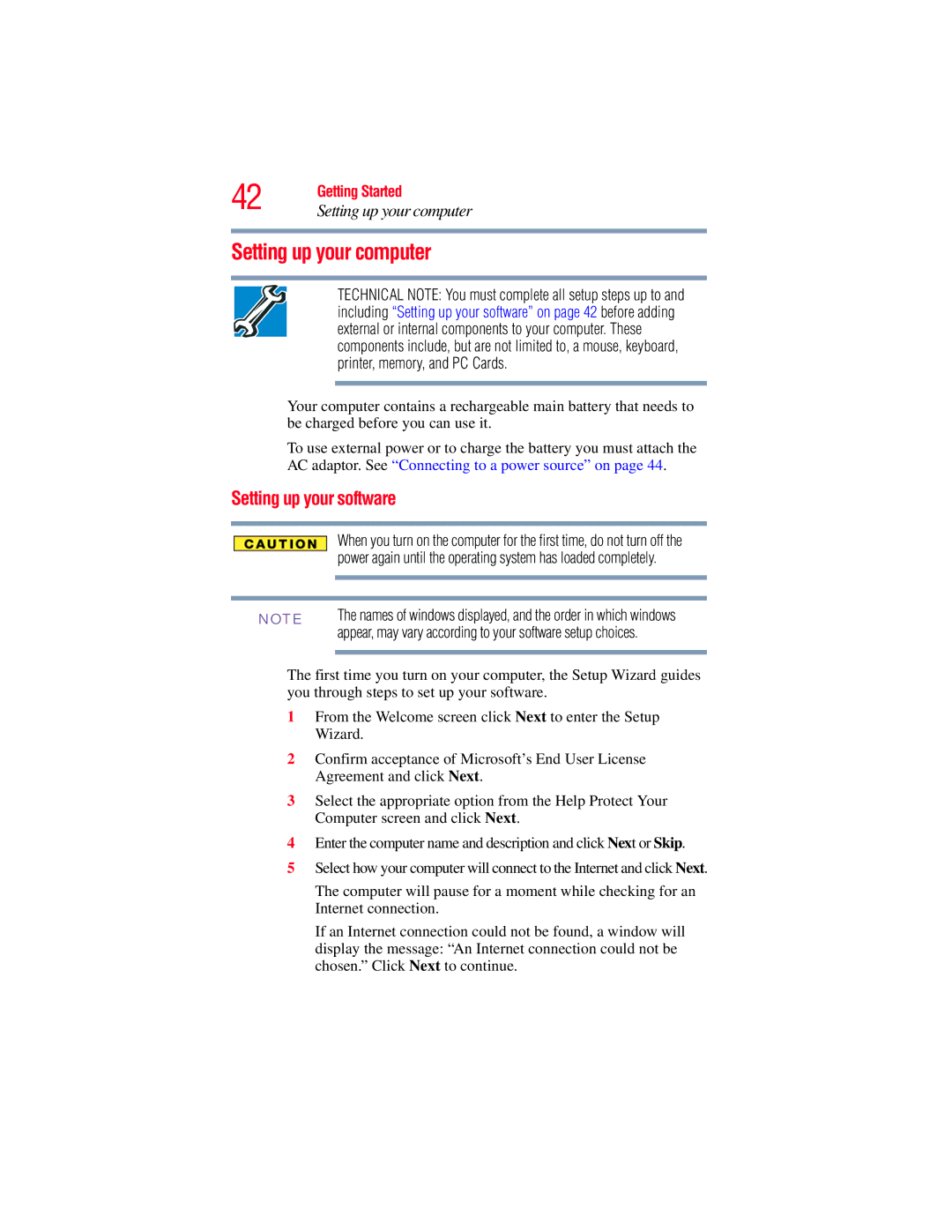 Toshiba GMAD00134010 manual Setting up your computer, Setting up your software 