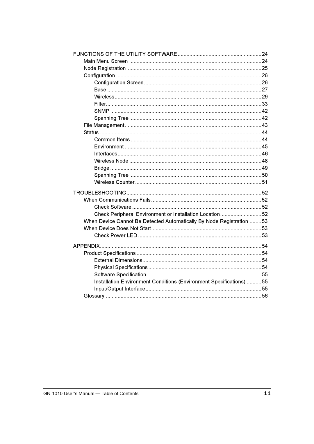 Toshiba GN-1010 manual Functions of the Utility Software, Troubleshooting, Appendix 