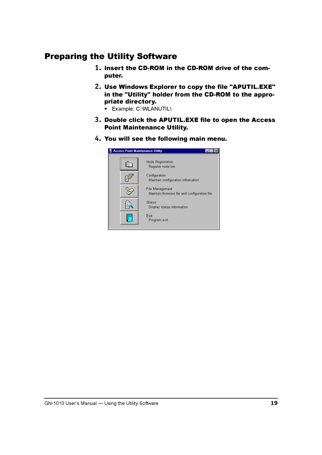 Toshiba GN-1010 manual Preparing the Utility Software 