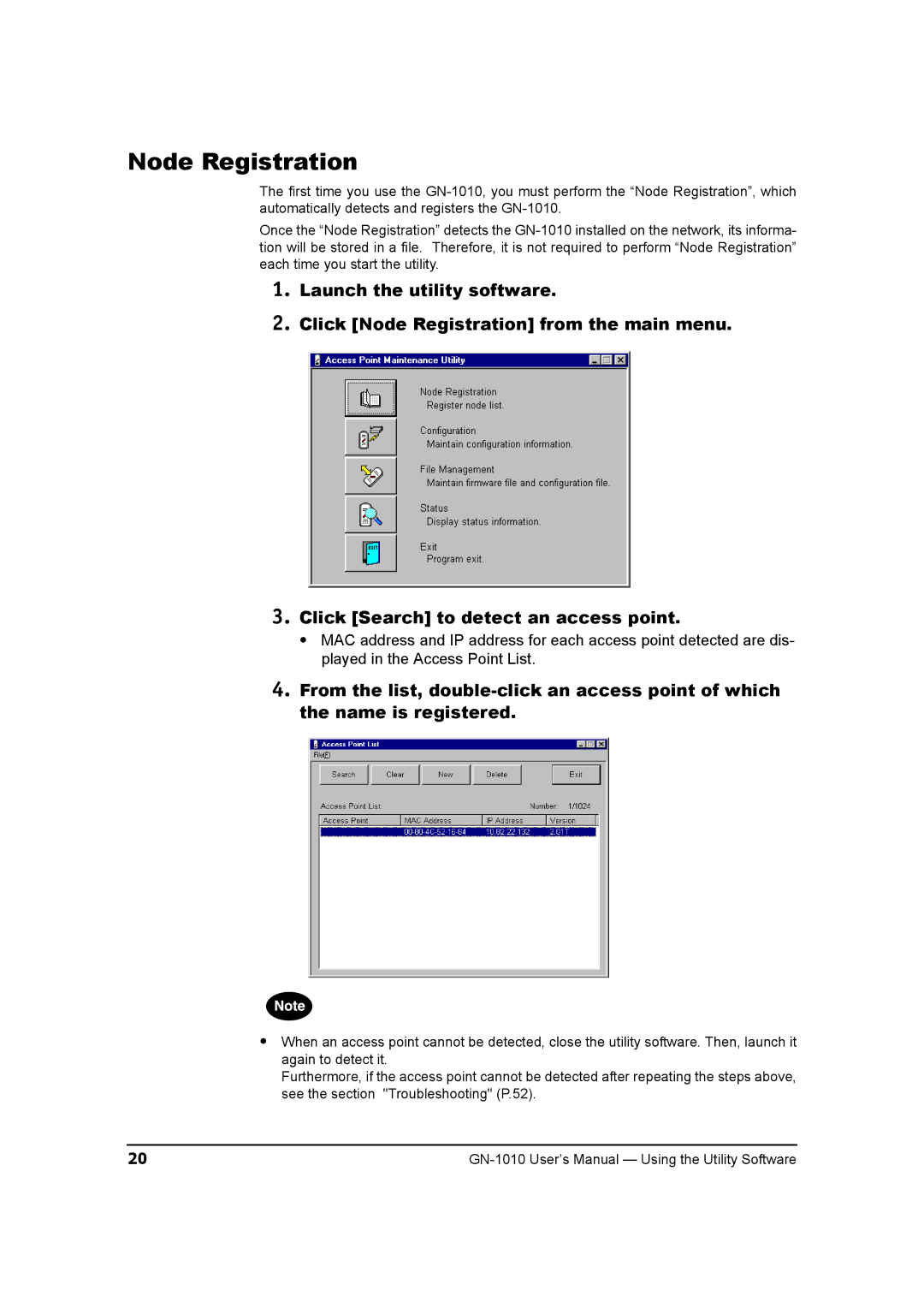 Toshiba GN-1010 manual Node Registration 