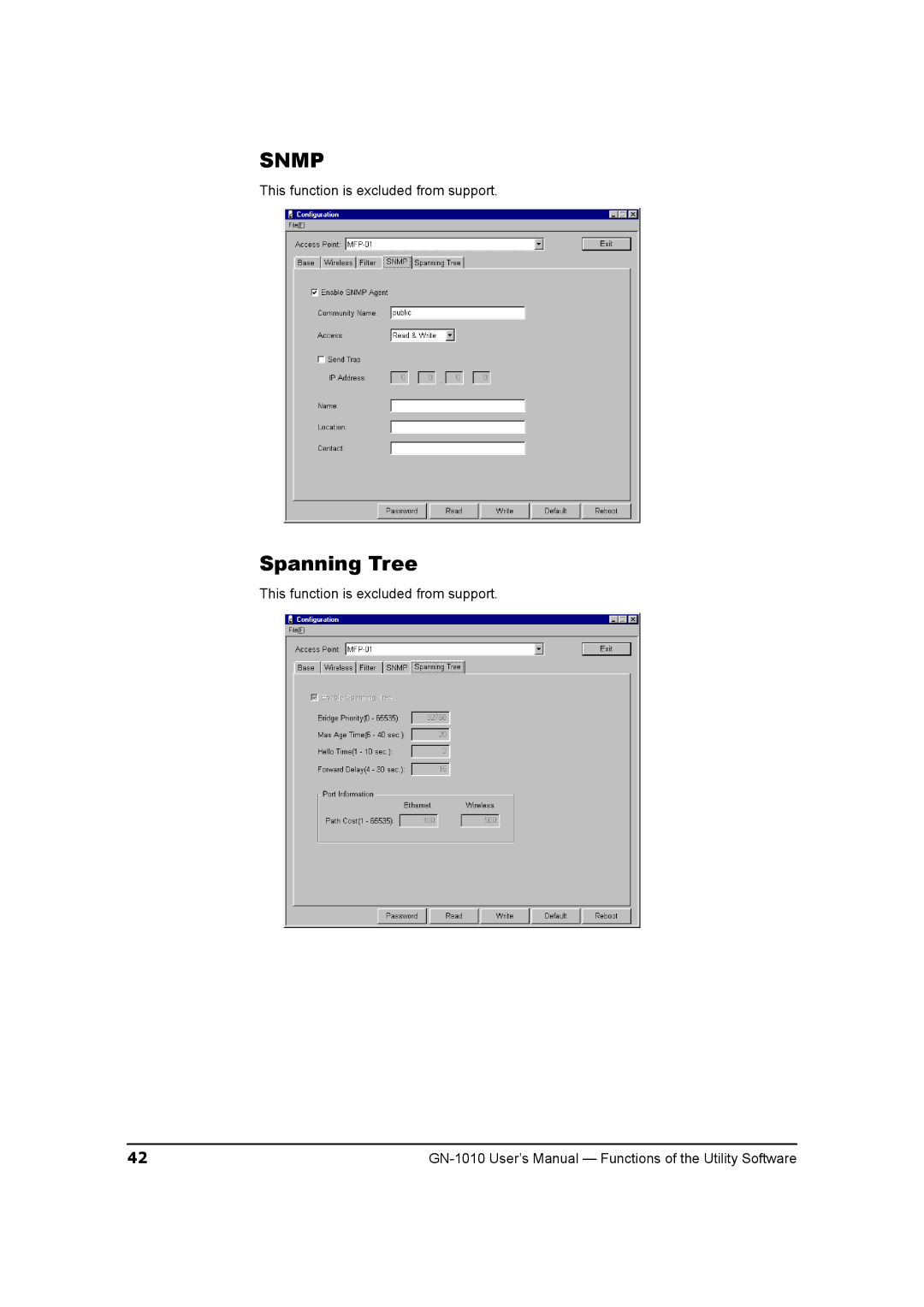 Toshiba GN-1010 manual Snmp, Spanning Tree 