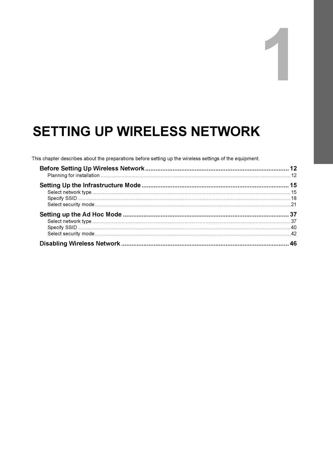 Toshiba GN-1050 manual Before Setting Up Wireless Network, Setting Up the Infrastructure Mode, Setting up the Ad Hoc Mode 