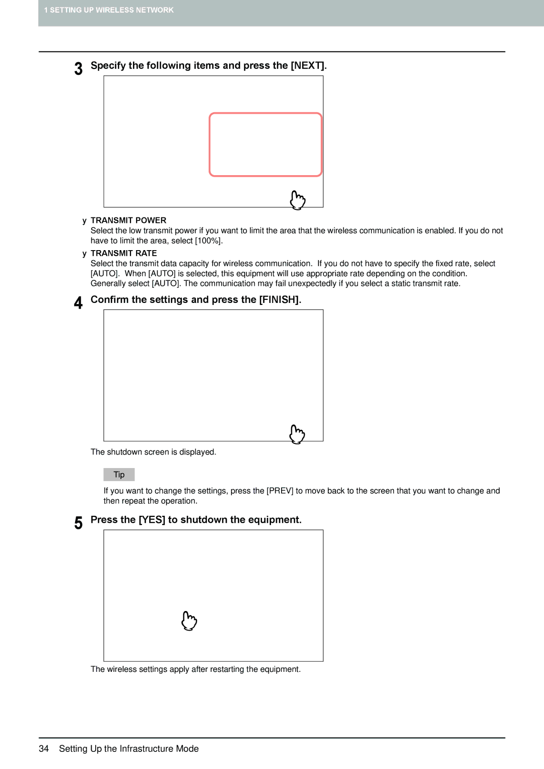 Toshiba GN-1050 manual Specify the following items and press the Next 