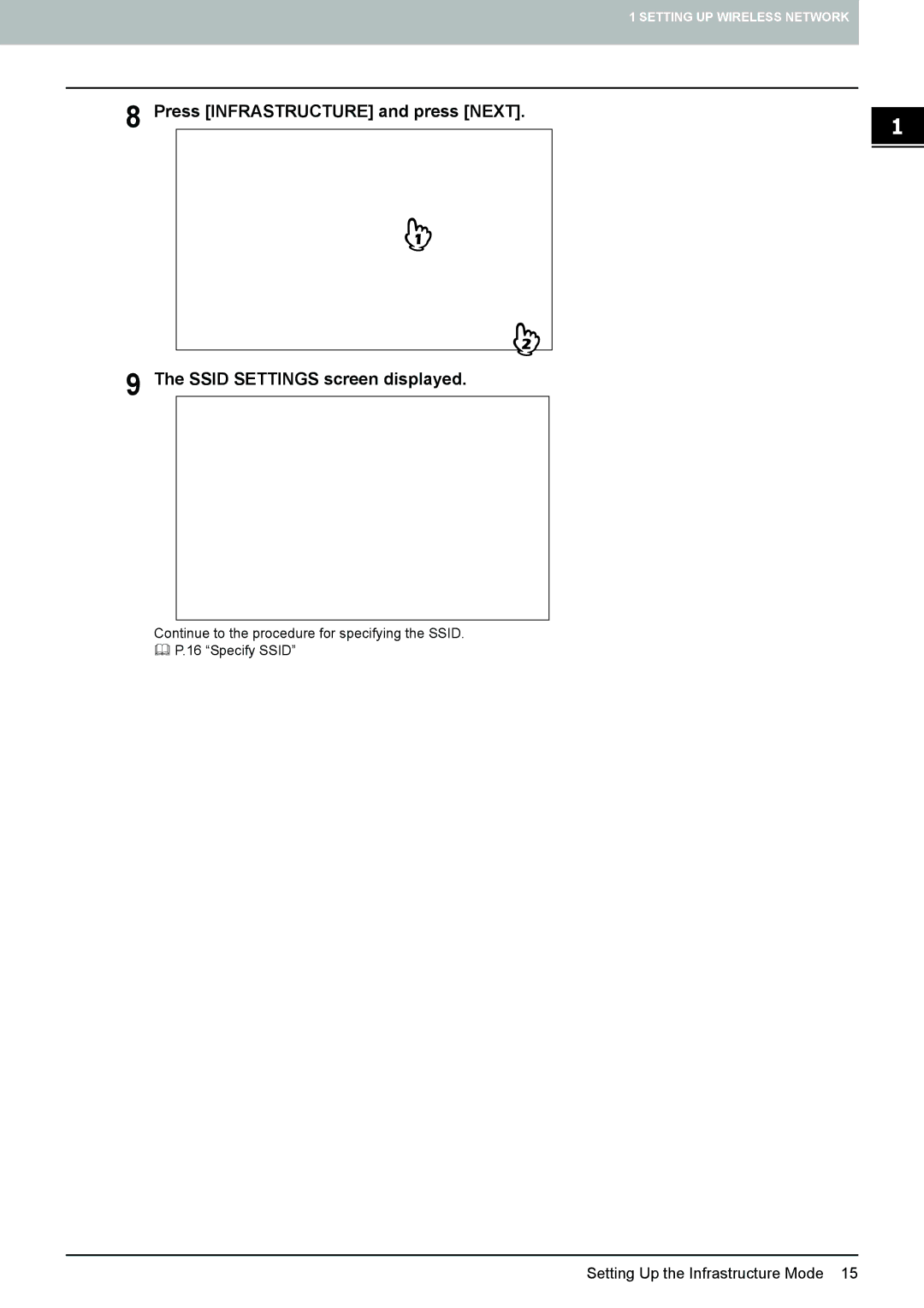 Toshiba GN-1060 manual Setting Up the Infrastructure Mode 