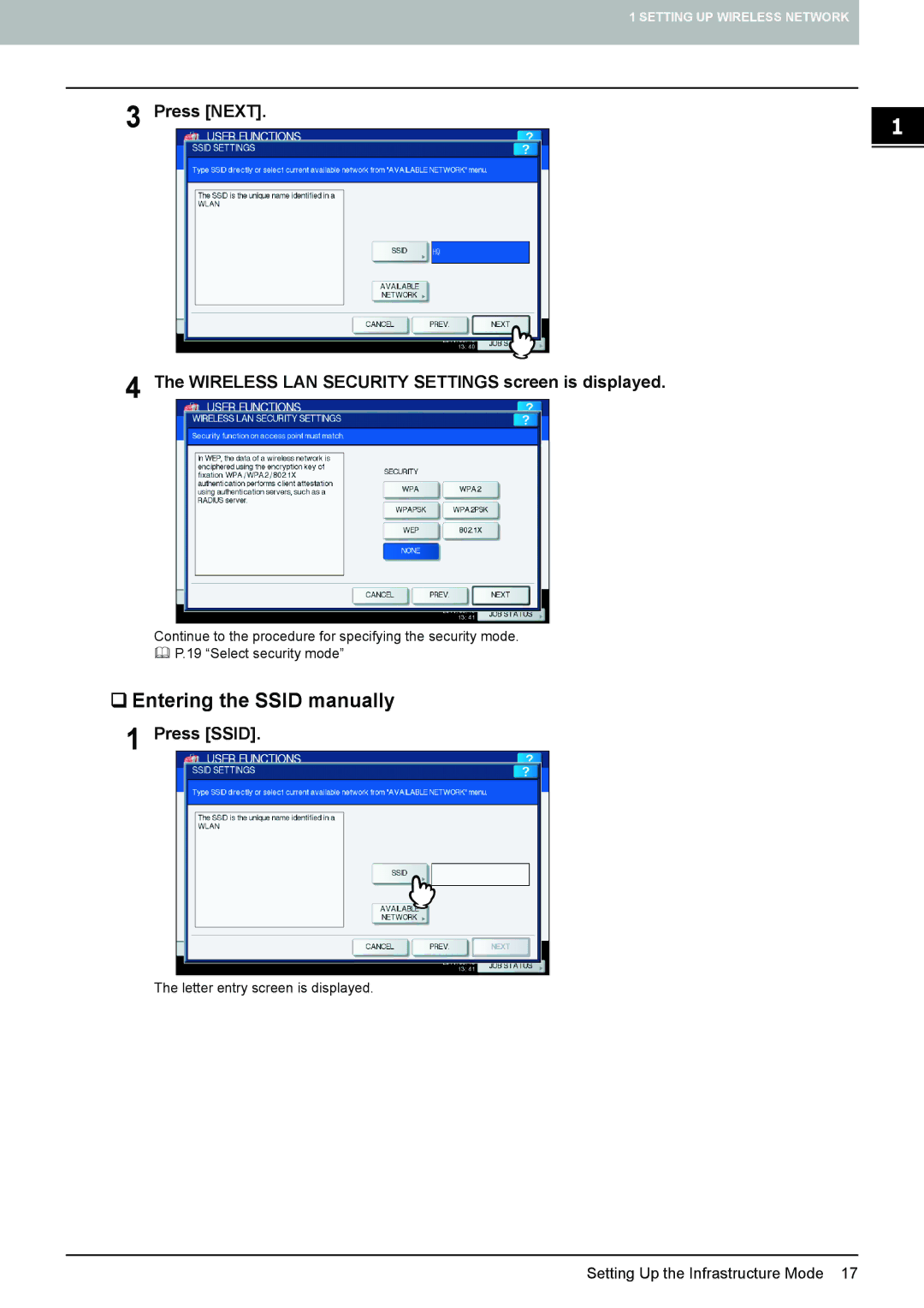 Toshiba GN-1060 ‰ Entering the Ssid manually, Press Ssid 