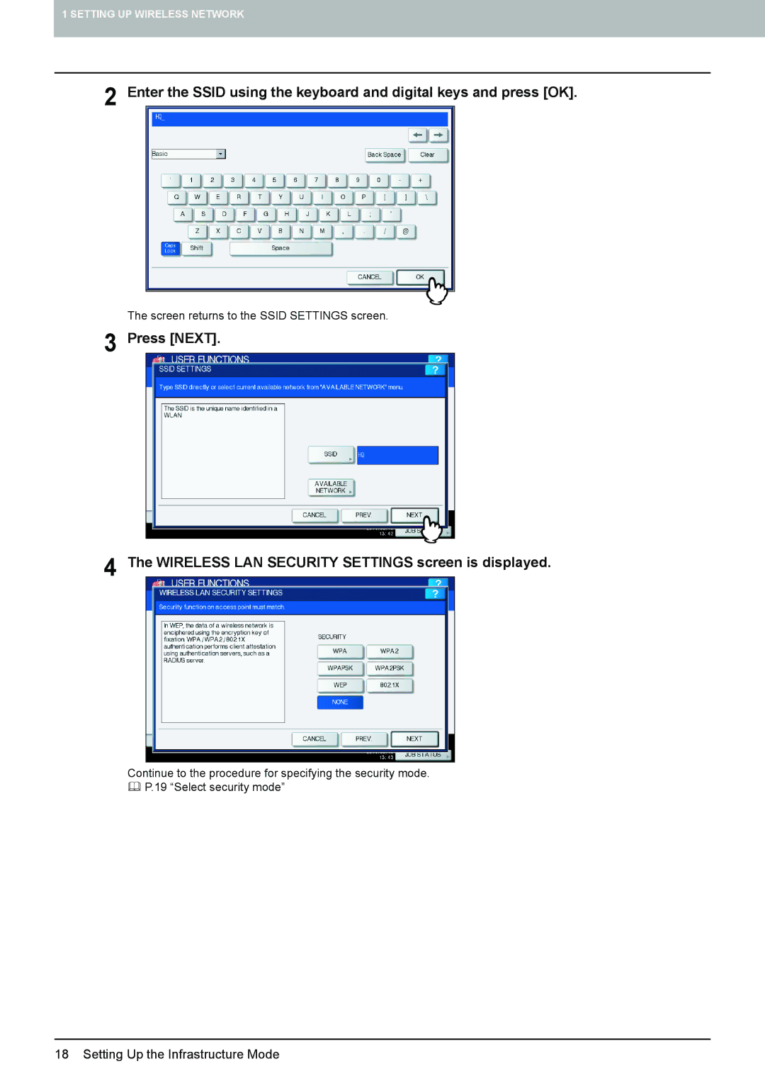 Toshiba GN-1060 manual Screen returns to the Ssid Settings screen 