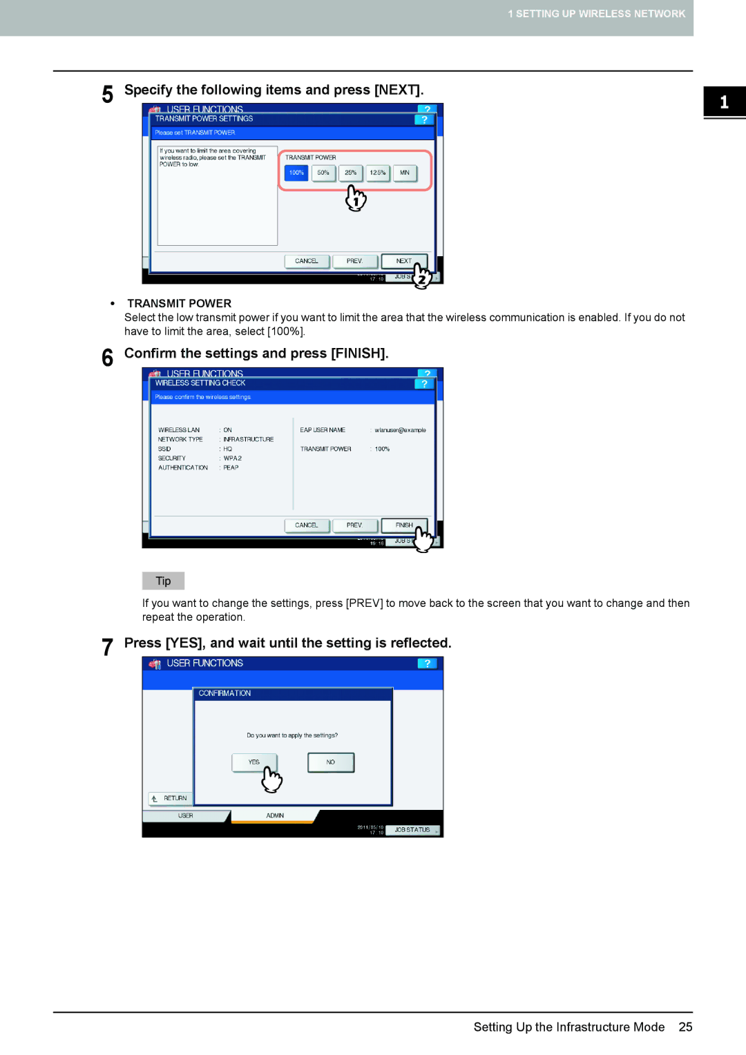 Toshiba GN-1060 manual Confirm the settings and press Finish 