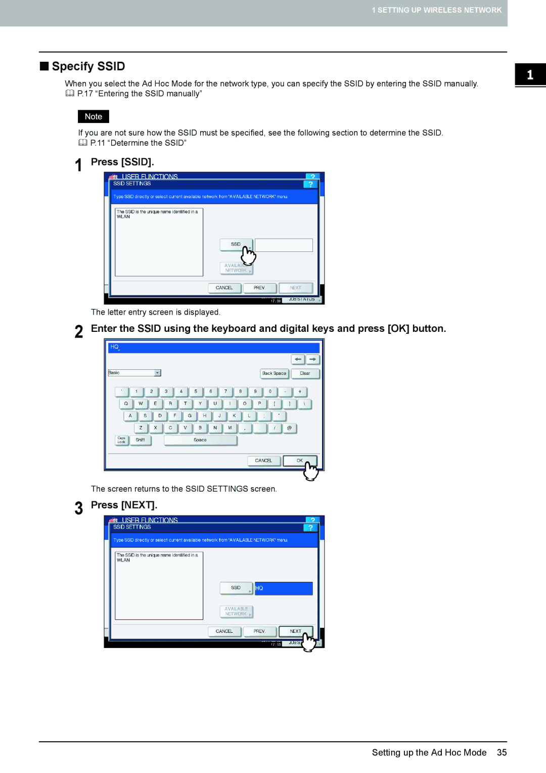 Toshiba GN-1060 manual „ Specify Ssid 