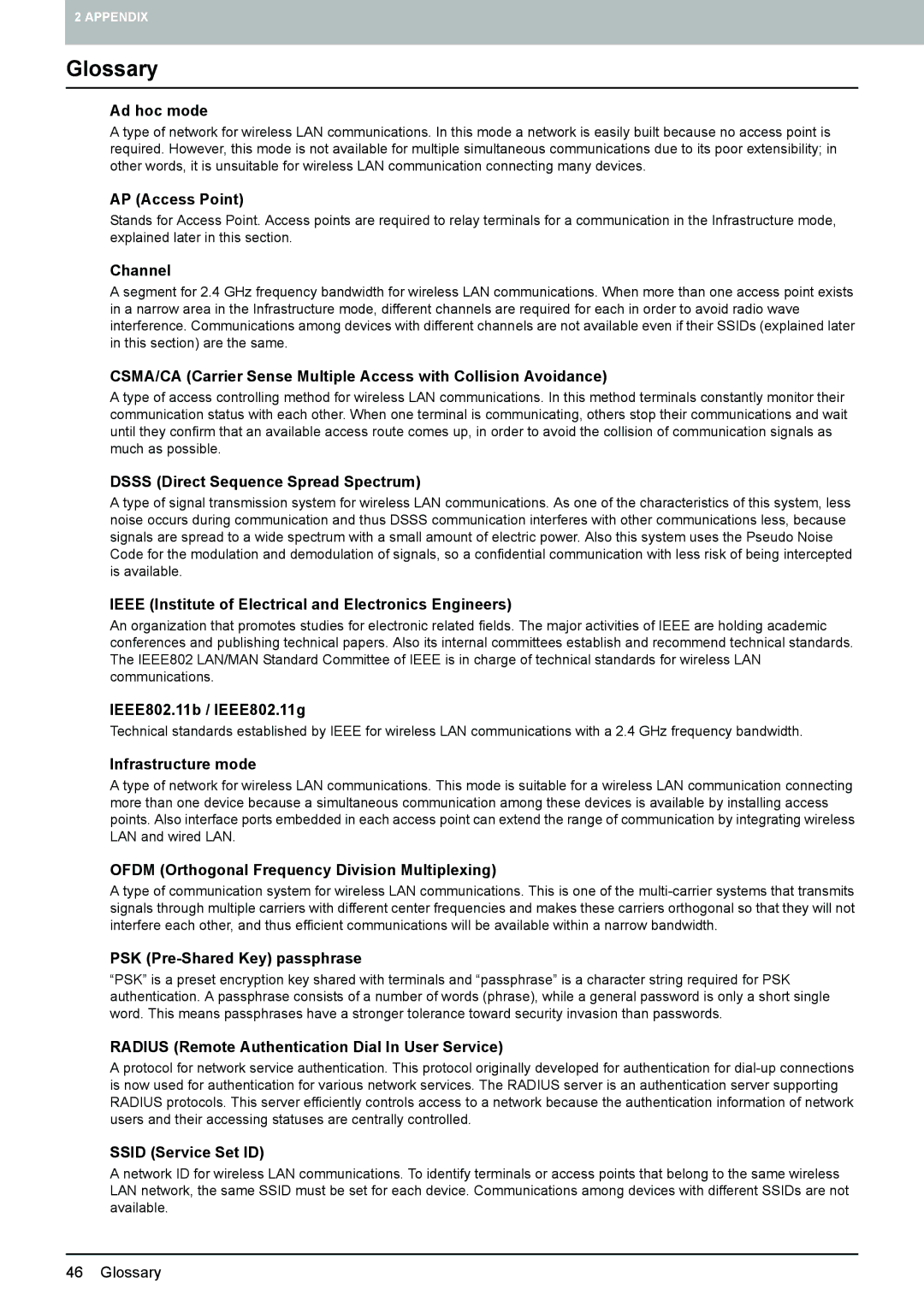 Toshiba GN-1060 manual Glossary 