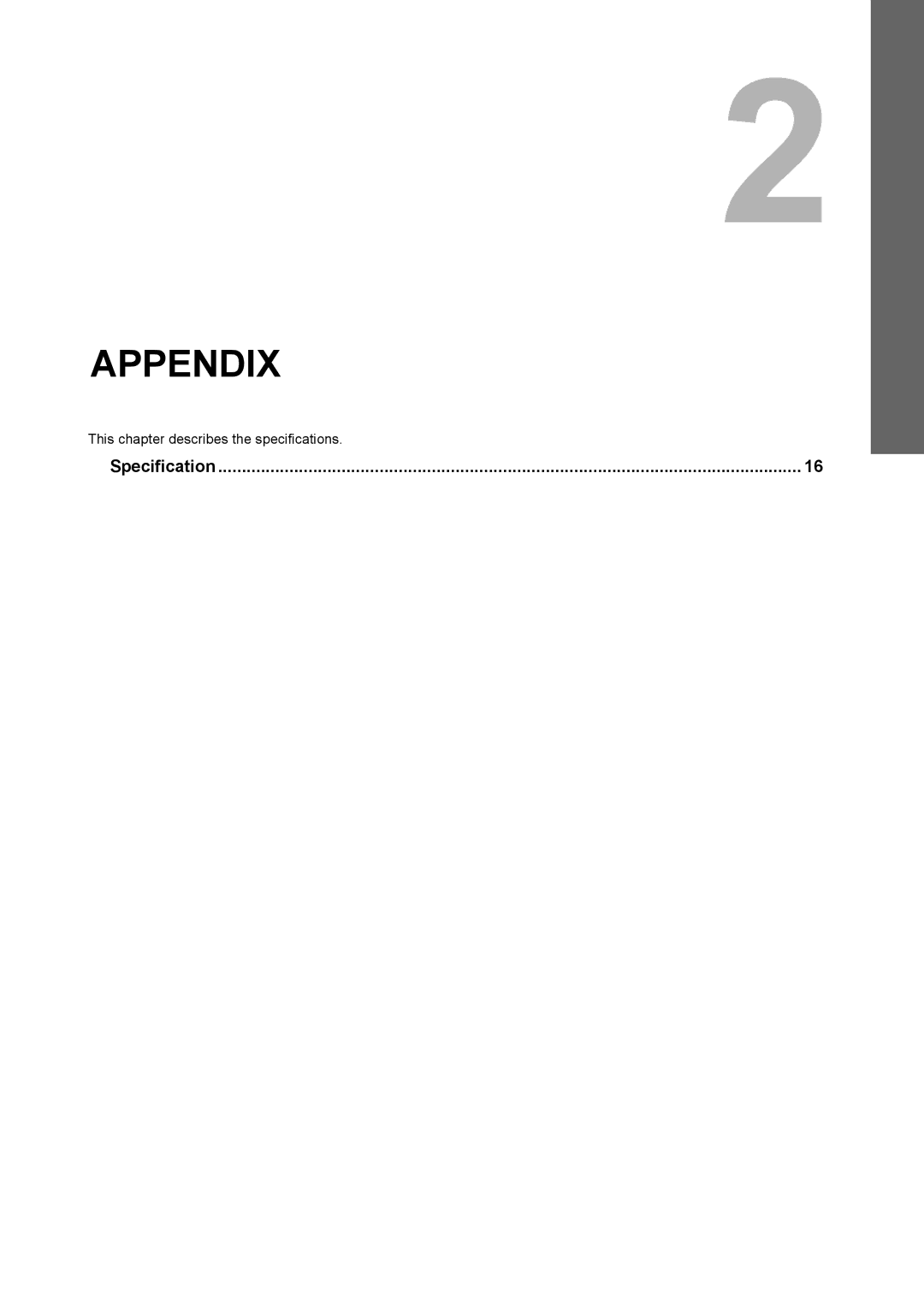 Toshiba GN-2010 manual Appendix, Specification 