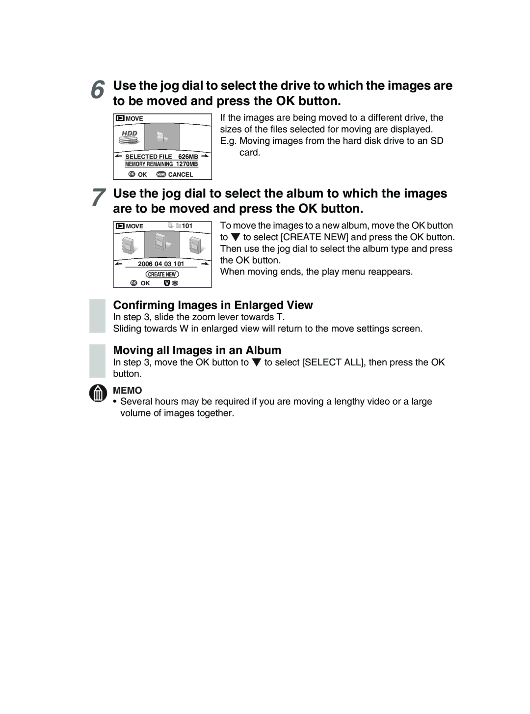 Toshiba GSC-R30 owner manual Moving all Images in an Album 