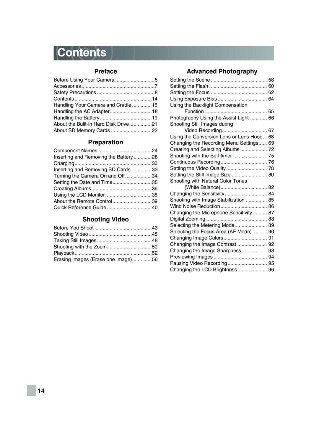 Toshiba GSC-R30 owner manual Contents 