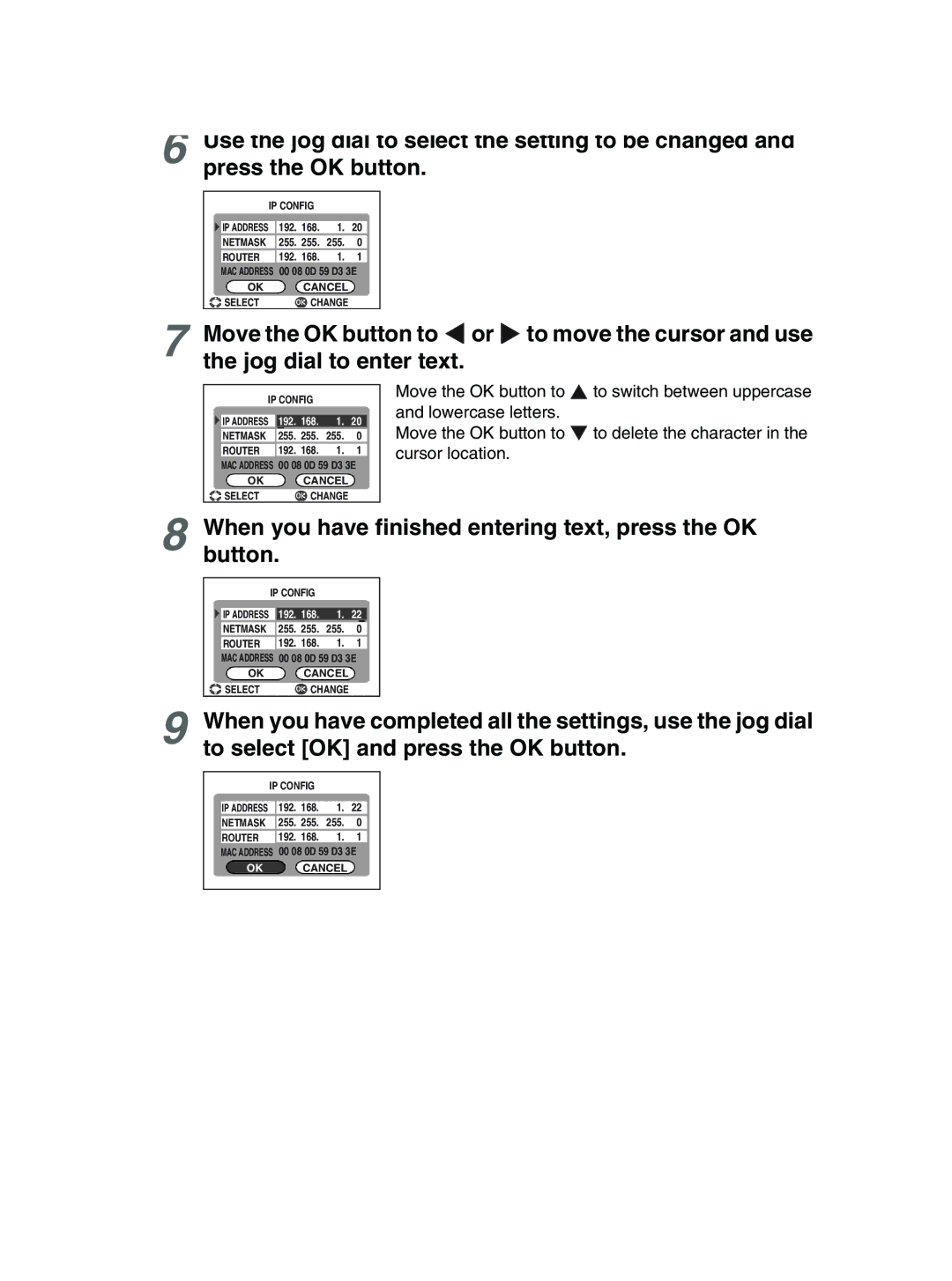 Toshiba GSC-R30 owner manual OK Cancel Selectchange 