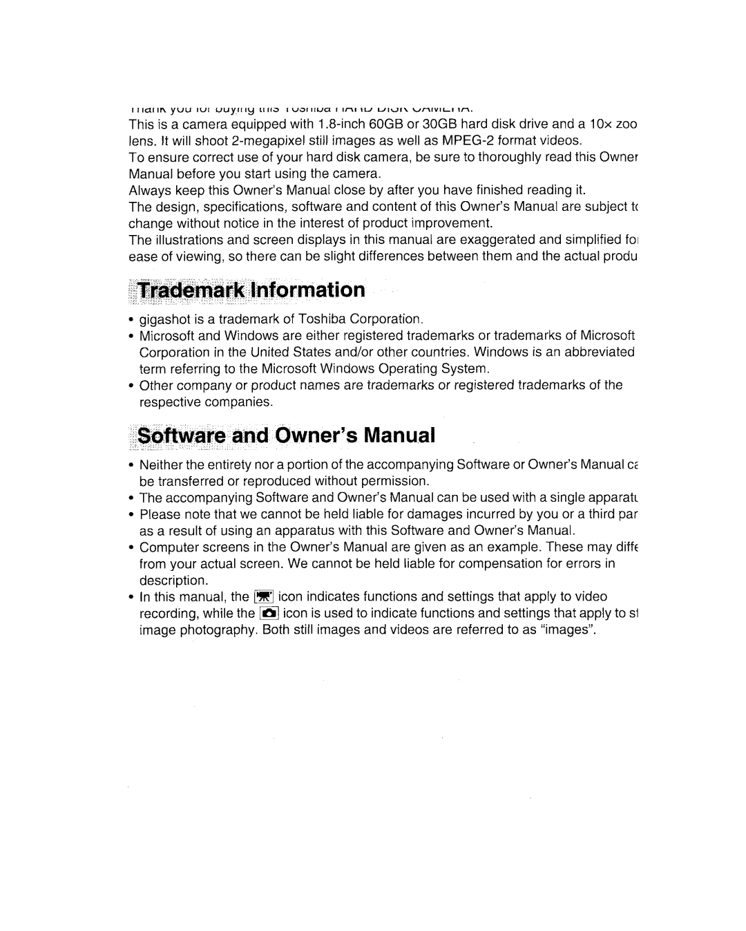 Toshiba GSC-R30 owner manual 