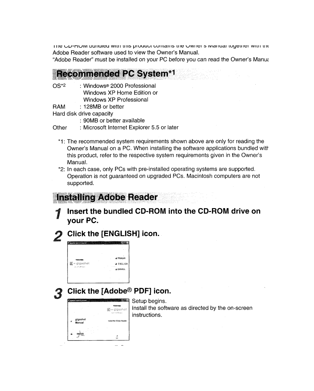 Toshiba GSC-R30 owner manual 