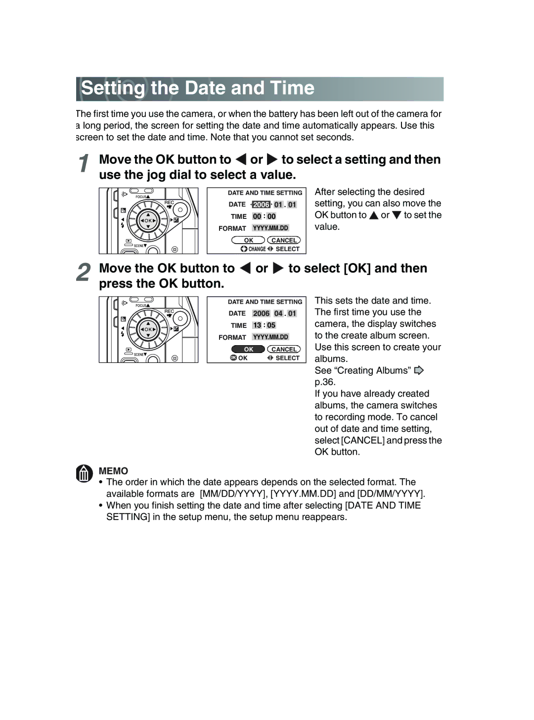 Toshiba GSC-R30 owner manual Setting the Date and Time 