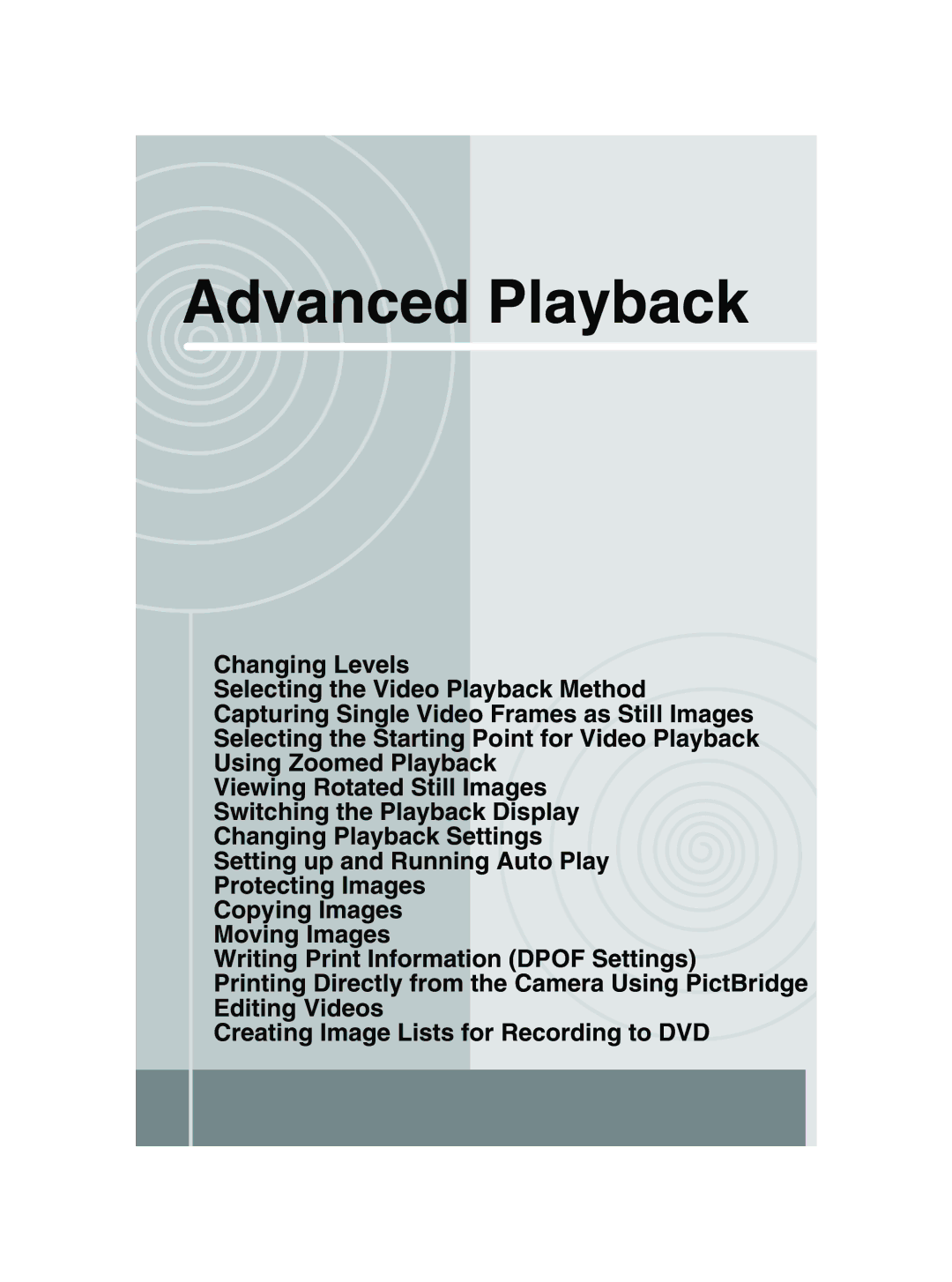 Toshiba GSC-R30 owner manual Advanced Playback 