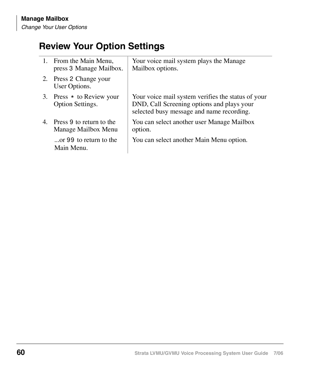 Toshiba GVMU/LVMU manual Review Your Option Settings 