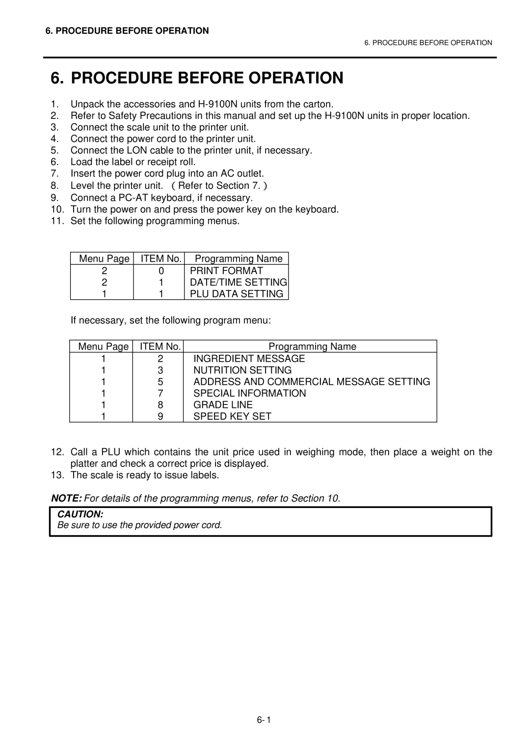 Toshiba H-9100N-CA, EO1-32003BE, H-9100N-US owner manual Procedure Before Operation, Speed KEY SET 