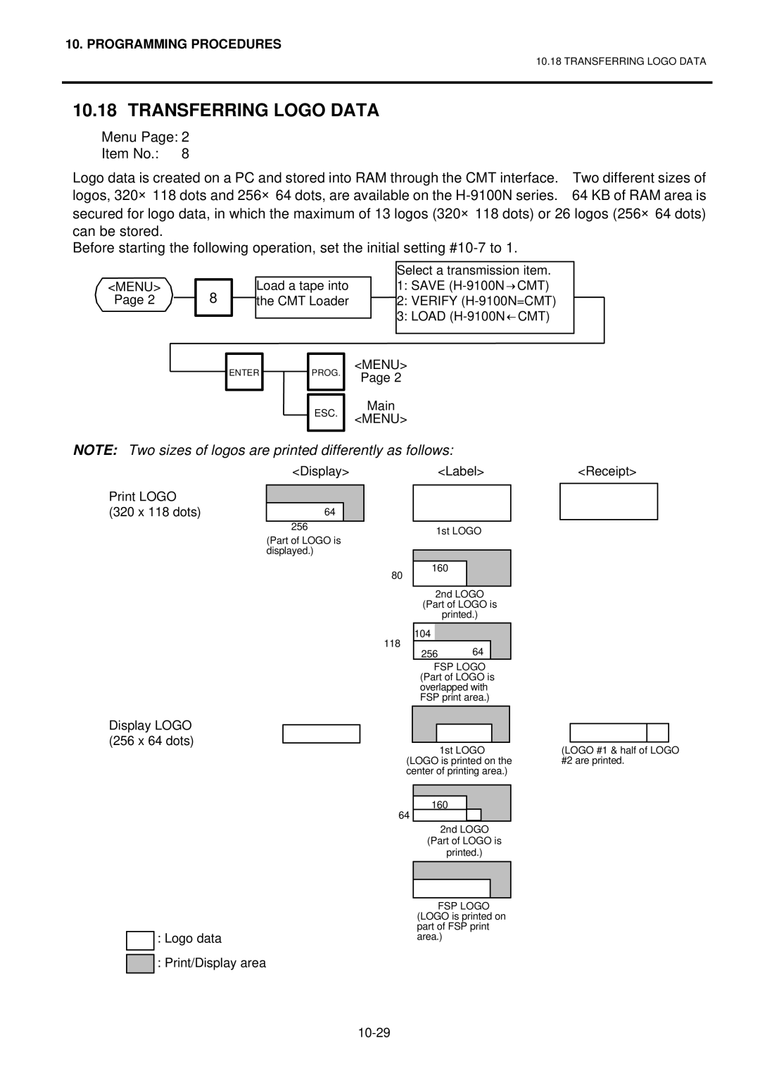 Toshiba H-9100N-CA, EO1-32003BE, H-9100N-US Transferring Logo Data, Display Label Receipt Print Logo 320 x 118 dots 