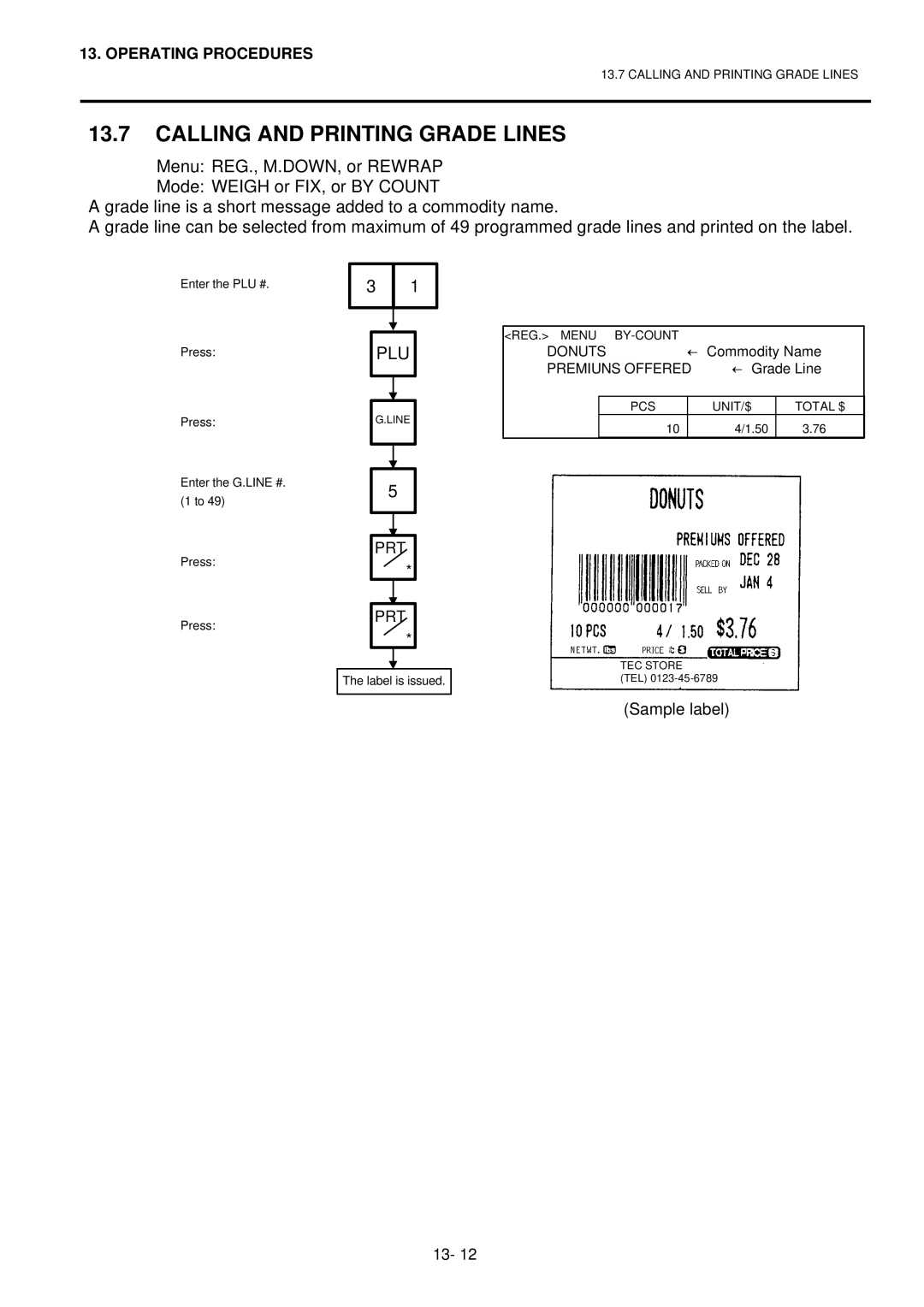 Toshiba H-9100N-CA, EO1-32003BE, H-9100N-US owner manual Calling and Printing Grade Lines 