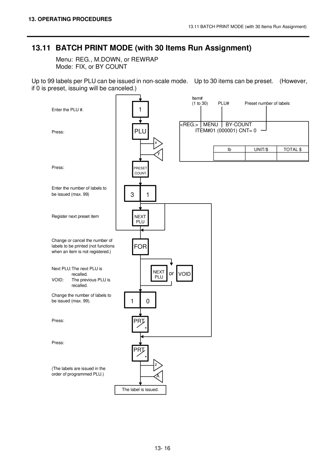 Toshiba H-9100N-CA, EO1-32003BE, H-9100N-US owner manual Batch Print Mode with 30 Items Run Assignment 