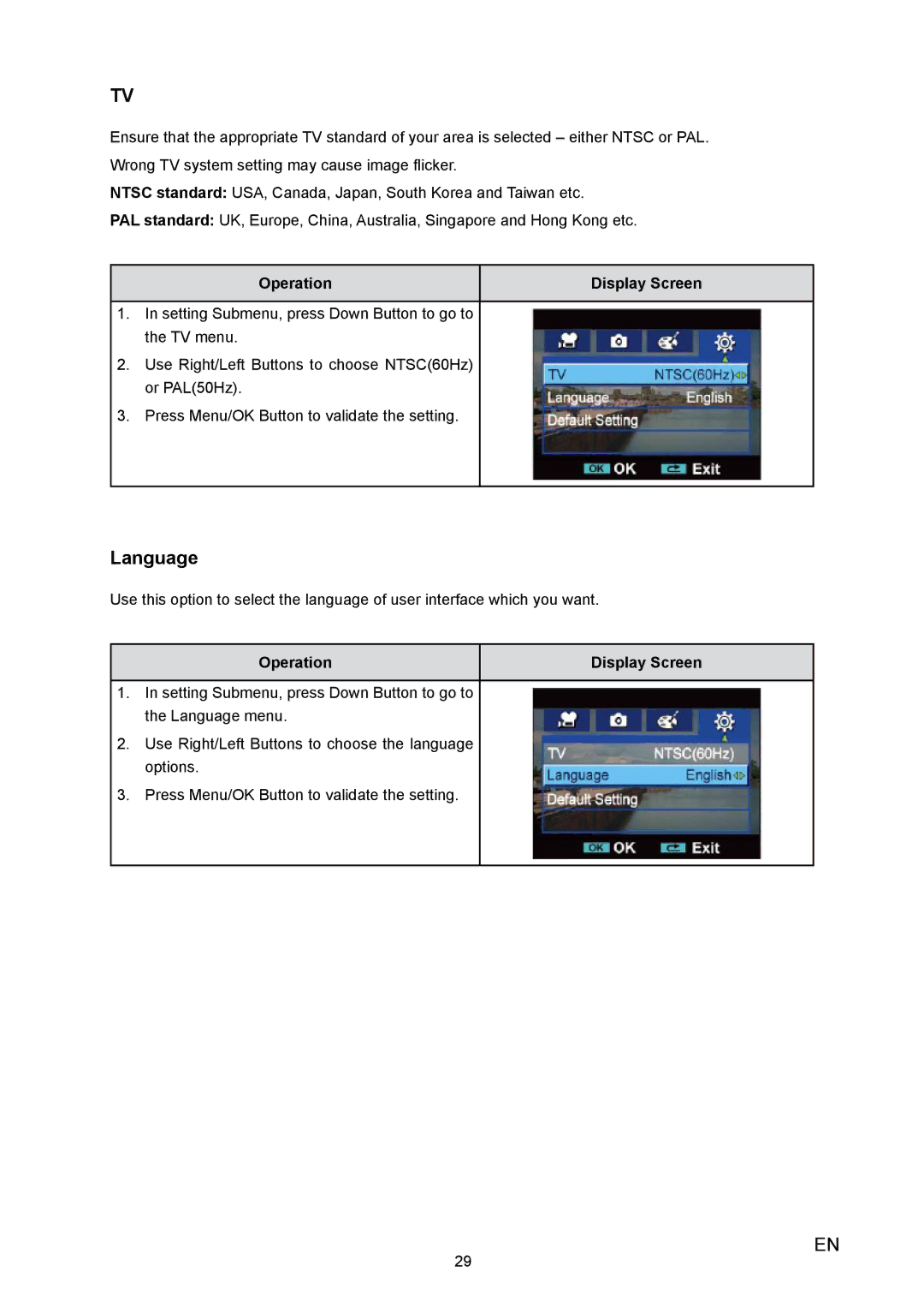 Toshiba H10 user manual Language 