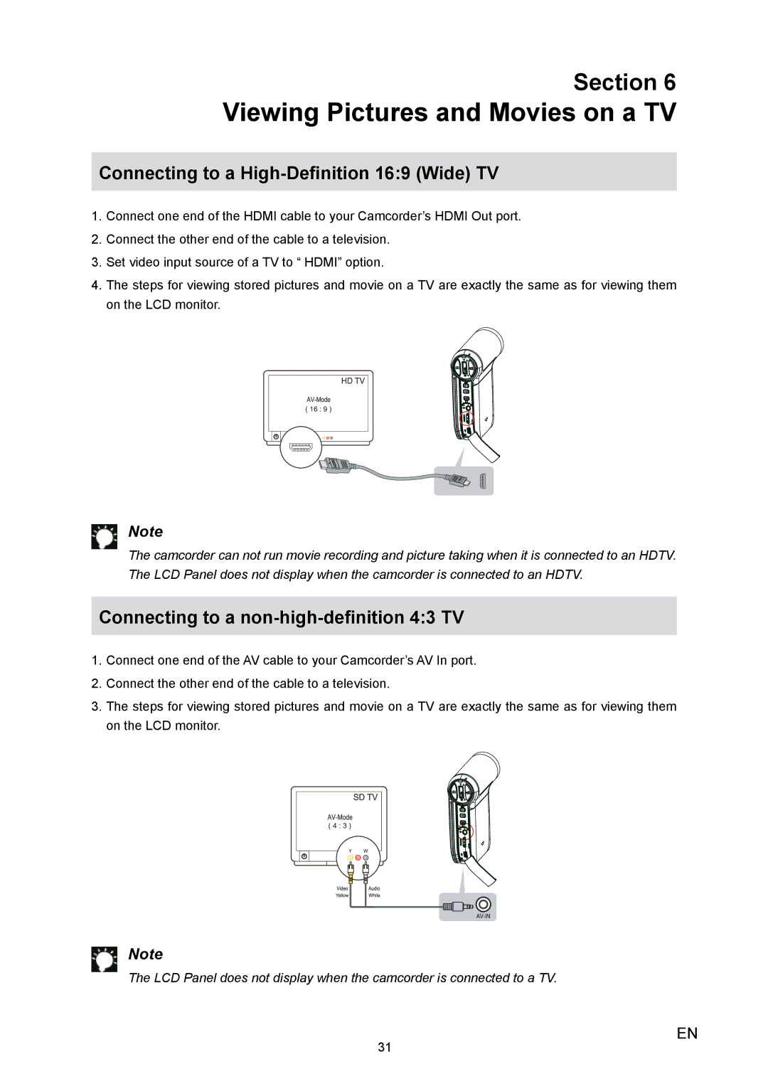 Toshiba H10 user manual Viewing Pictures and Movies on a TV, Connecting to a High-Definition 169 Wide TV 