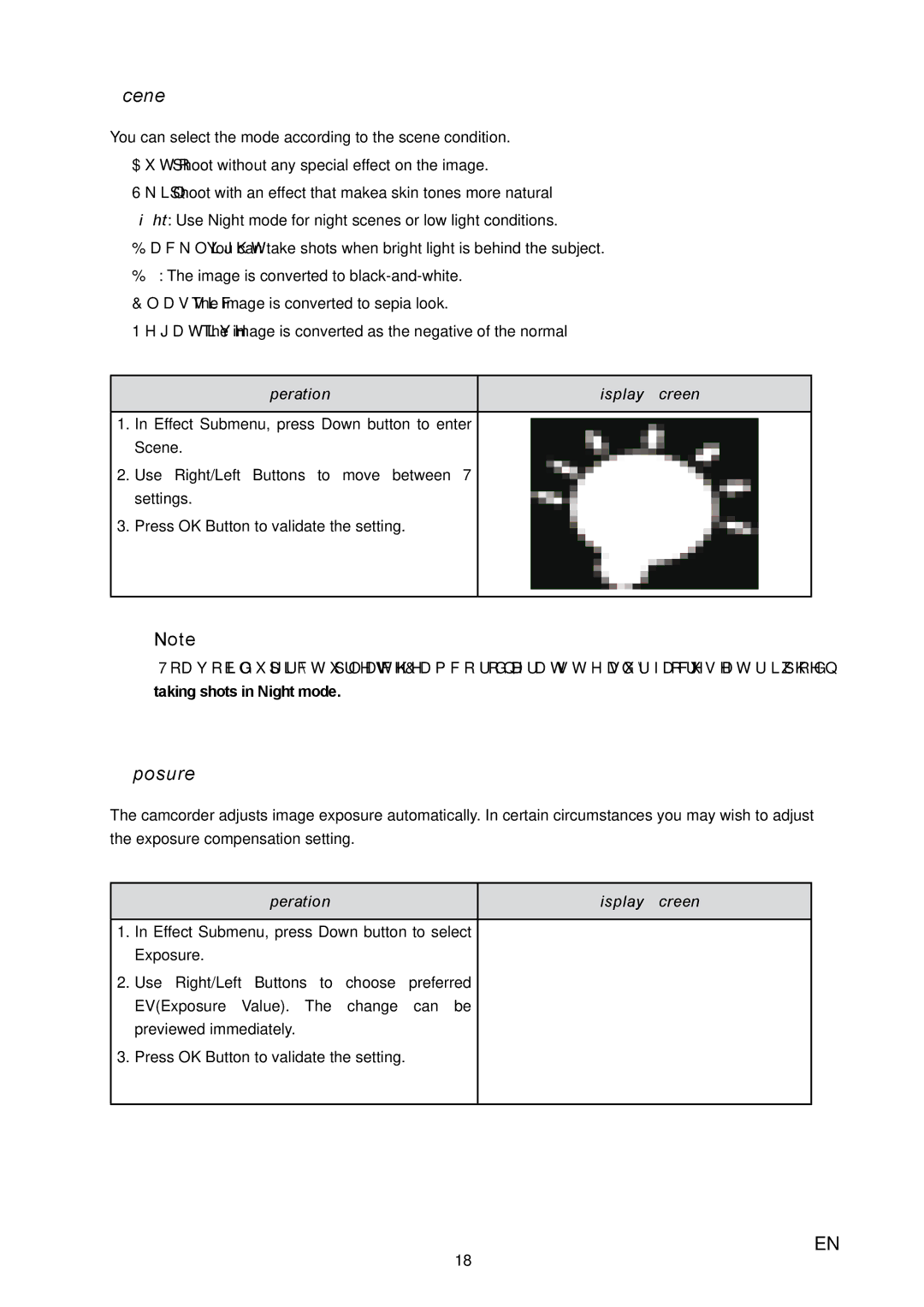 Toshiba H20 user manual Scene, Exposure 