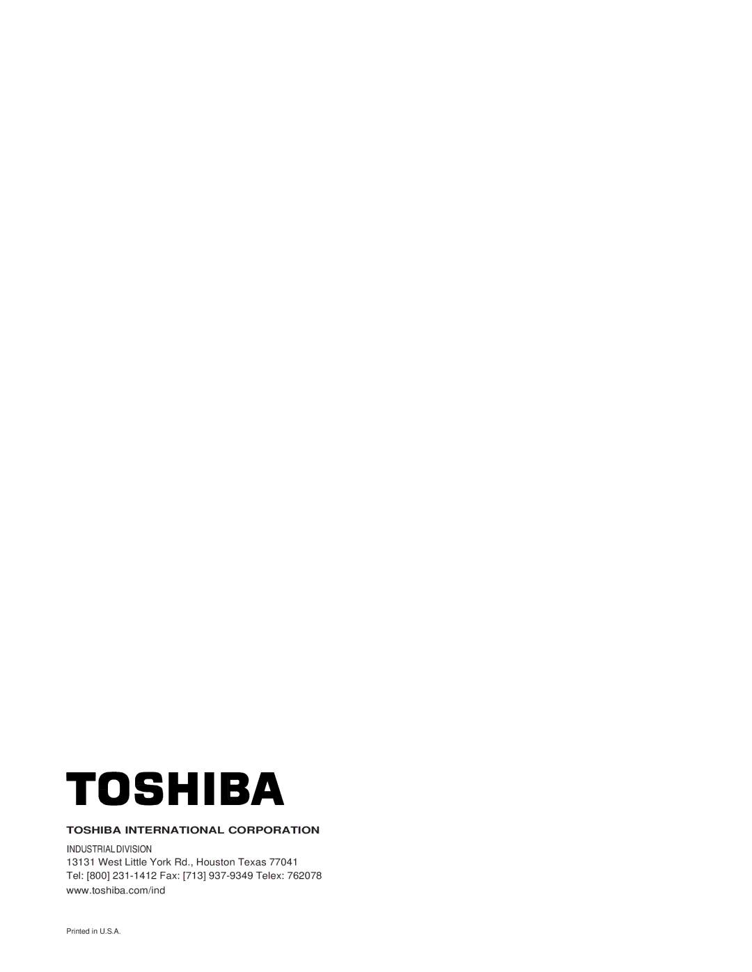 Toshiba H3 manual Toshiba International Corporation 