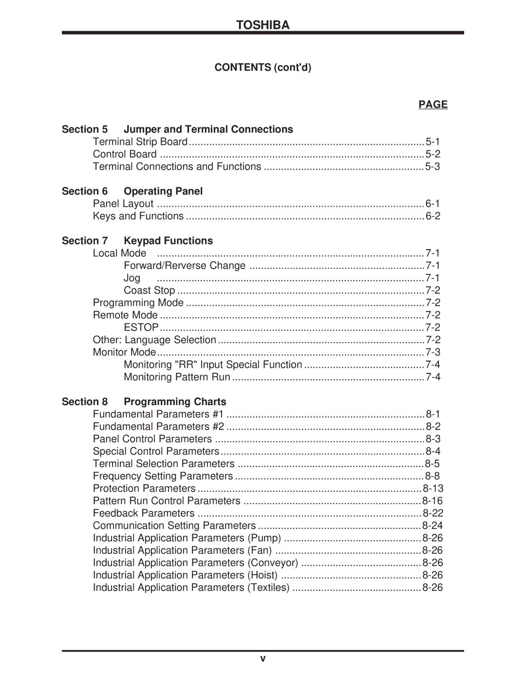 Toshiba H3 manual Contents contd Jumper and Terminal Connections 