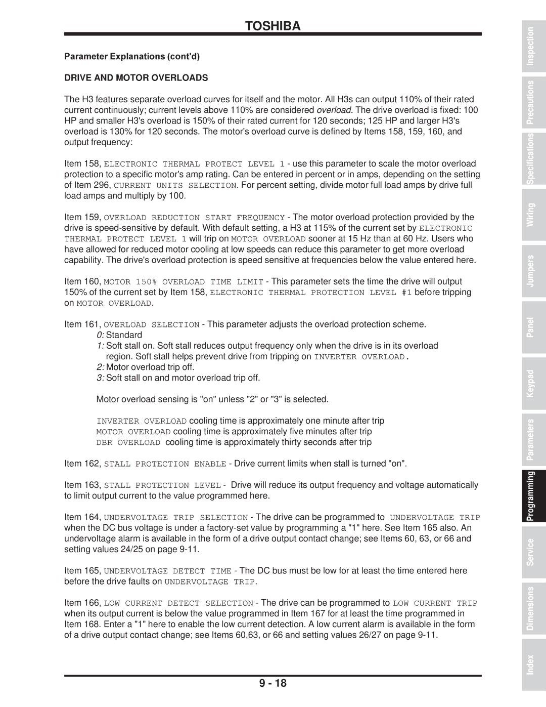 Toshiba H3 manual Drive and Motor Overloads 