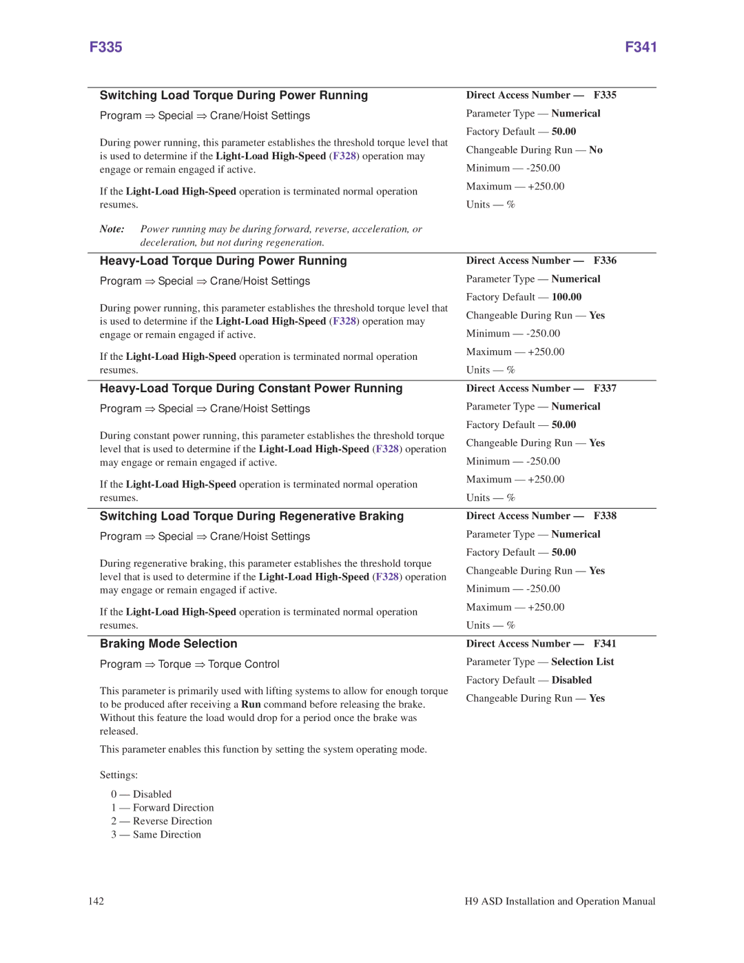 Toshiba H9 operation manual F335 F341 