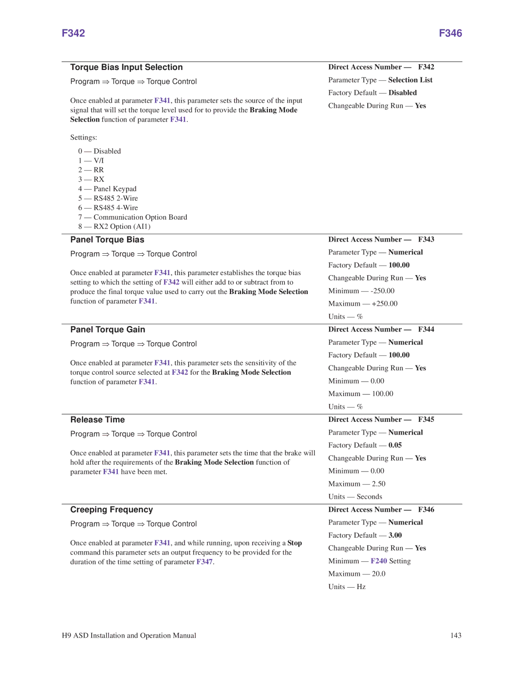 Toshiba H9 operation manual F342 F346 