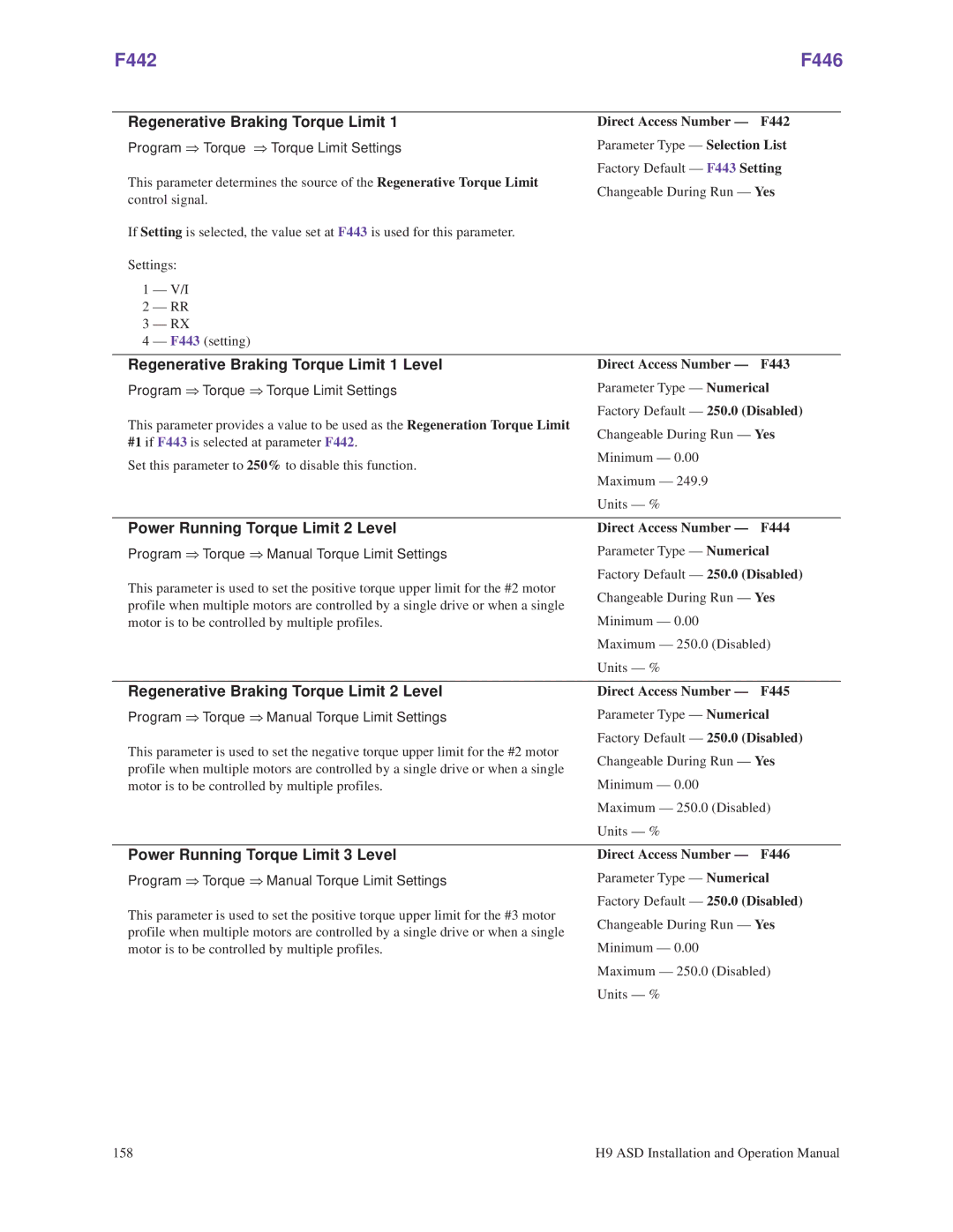 Toshiba H9 operation manual F442 F446 