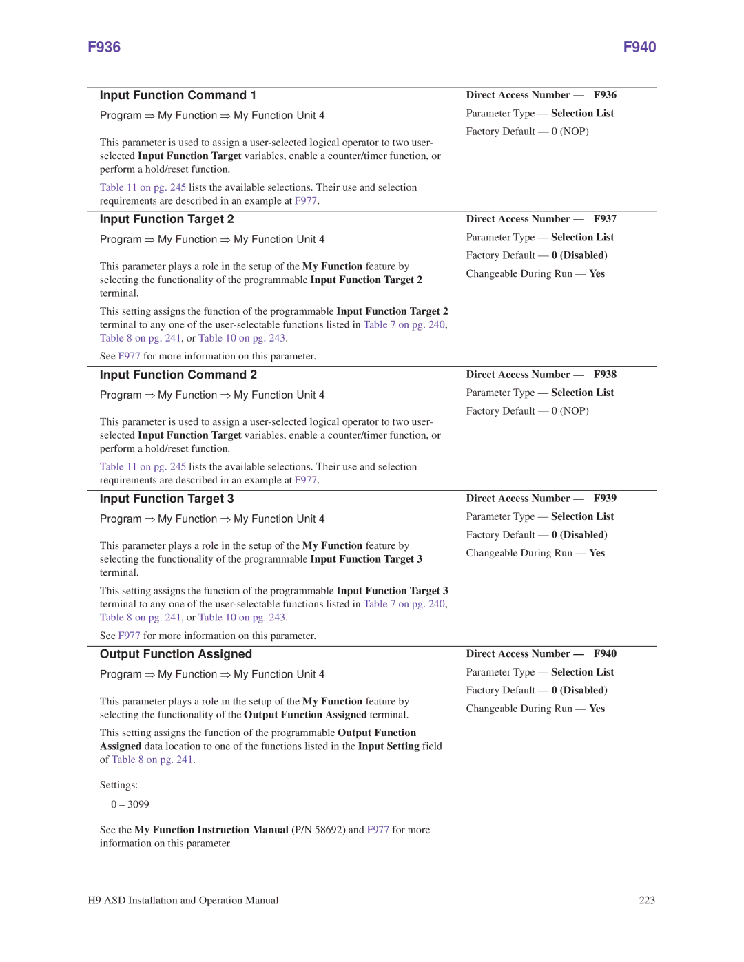 Toshiba H9 operation manual F936 F940 