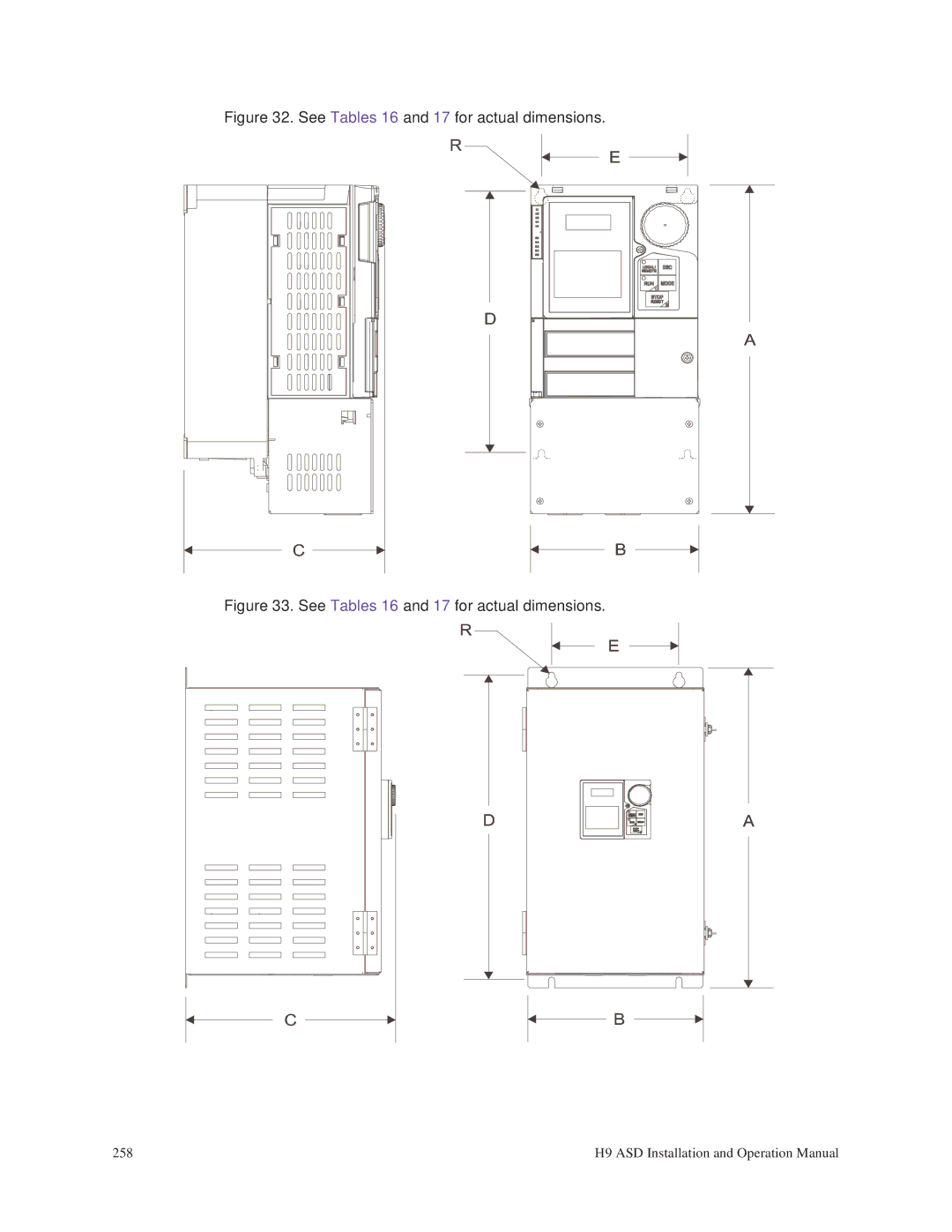 Toshiba H9 operation manual See Tables 16 and 17 for actual dimensions 