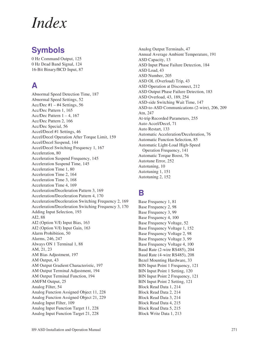 Toshiba H9 operation manual Index 