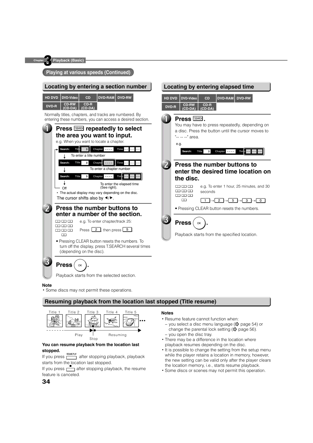 Toshiba HD-D1, HD-A1 owner manual Area you want to input, Press the number buttons to, Locating by entering a section number 